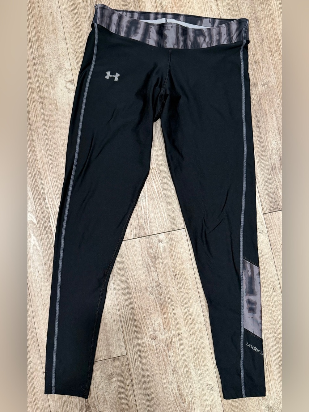 Under Armour compression cold gear Black Leggings with Gray Waist Panel